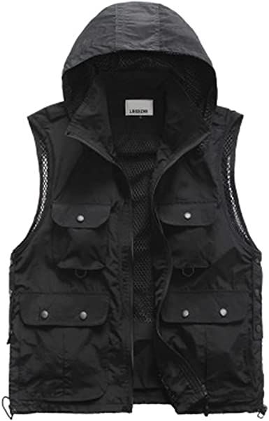 Men's Casual Outdoor Work Safari Fishing Travel Photo Cargo Vests Jacket Multi Pockets Utility Summer Vests