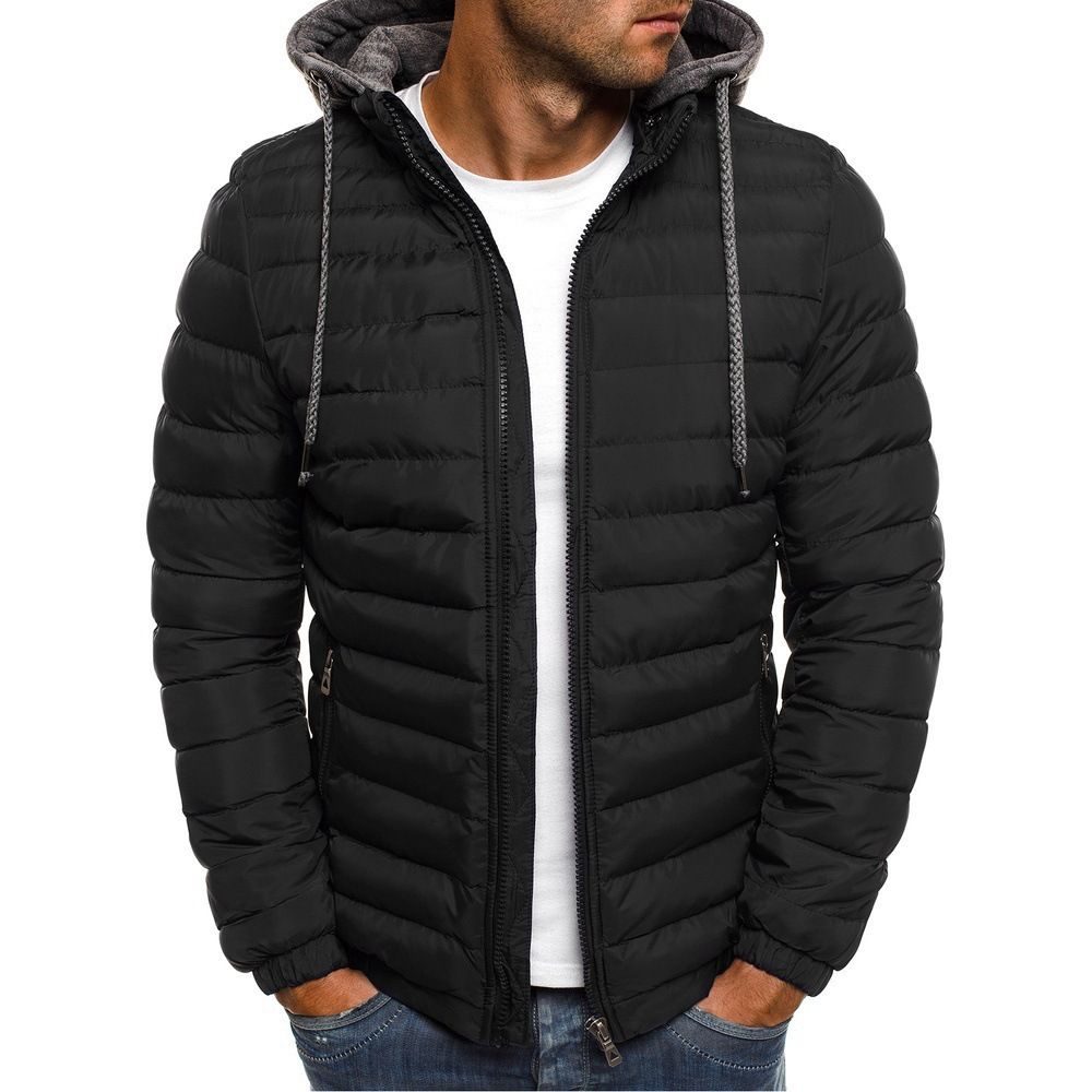 Winter New Men's Casual Cotton Jacket Youth Short Warm Hooded Cotton Jacket
