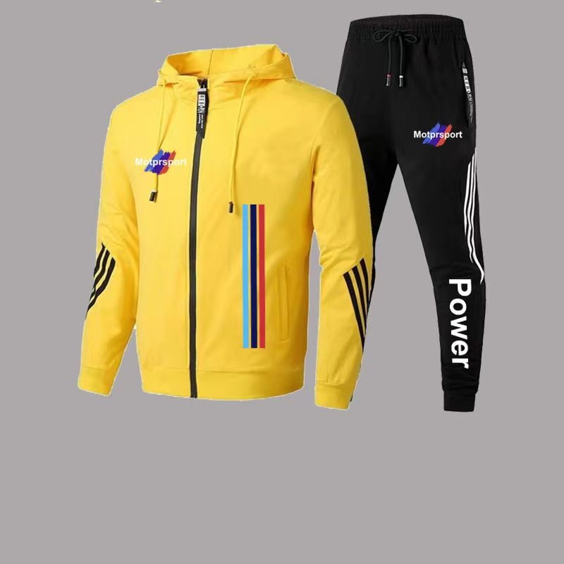 For Bmw Men's Casual Sports Suit Zipper Hooded Jacket + Pants Tracksuit Sweatshirt Casual Male Set
